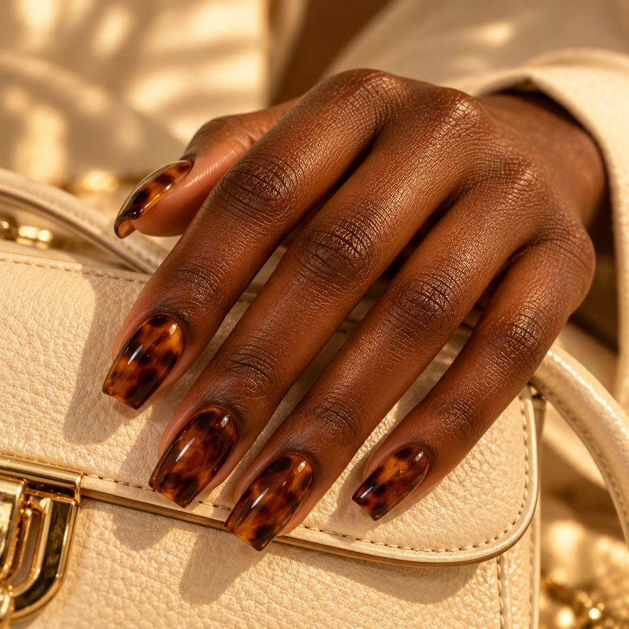 Tortoiseshell: Amber and brown, glossy and classic.